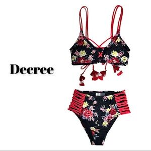 NWT Decree Floral HighWaist Cheeky Bikini Swimsuit